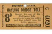 Southern Railway Hayling Road Bridge Toll Ticket – Bob Morley Collection